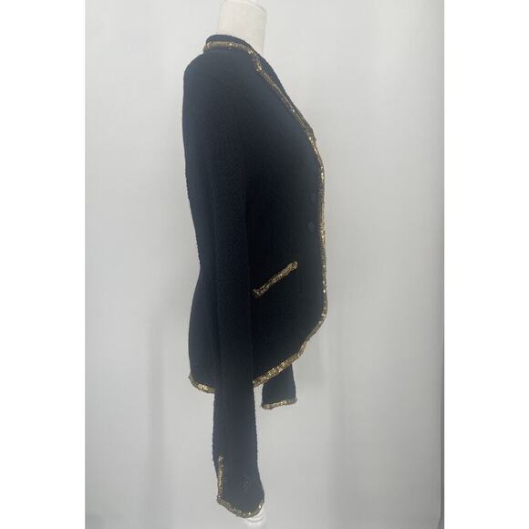 Ralph Lauren Purple Label Runway Blazer Gold Beaded Silk Knit Evening Jacket L - Picture 9 of 16